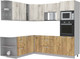 Миниатюра изображения товара Кухонный гарнитур Интерлиния Мила Лайт 1.88x2.4 левая без столешницы (дуб белый/дуб золотой)