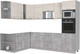 Миниатюра изображения товара Кухонный гарнитур Интерлиния Мила Лайт 1.88x2.8 левая без столешницы (вудлайн кремовый/бетон)