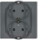 Миниатюра изображения товара Розетка Karlik Schuko 28MGP-2s 2X2P (графитовый матовый)