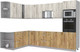 Миниатюра изображения товара Кухонный гарнитур Интерлиния Мила Лайт 1.88x3.0 левая без столешницы (дуб белый/дуб золотой)