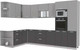 Миниатюра изображения товара Кухонный гарнитур Интерлиния Мила Лайт 1.88x3.2 левая без столешницы (серебристый/антрацит)