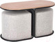 Миниатюра изображения товара Журнальный столик Halmar Pampa + 2 пуфа (орех/черный, серый)