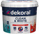 Миниатюра изображения товара Краска Dekoral Clean&White Грязеотталкивающая матовая (3л, белый)