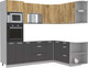 Миниатюра изображения товара Кухонный гарнитур Интерлиния Мила Лайт 1.68x2.4 правая без столешницы (дуб золотой/антрацит)