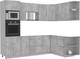 Миниатюра изображения товара Кухонный гарнитур Интерлиния Мила Лайт 1.68x2.6 правая без столешницы (бетон)