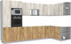 Миниатюра изображения товара Кухонный гарнитур Интерлиния Мила Лайт 1.68x3.4 правая без столешницы (дуб белый/дуб золотой)
