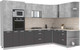 Миниатюра изображения товара Кухонный гарнитур Интерлиния Мила Лайт 1.88x3.2 правая без столешницы (бетон/антрацит)