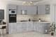 Миниатюра изображения товара Кухонный гарнитур Интерлиния Мила Лайт 1.88x2.8 правая без столешницы (серебристый/бетон)