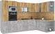Миниатюра изображения товара Кухонный гарнитур Интерлиния Мила Лайт 1.88x3.2 правая без столешницы (дуб золотой/бетон)