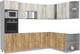 Миниатюра изображения товара Кухонный гарнитур Интерлиния Мила Лайт 1.88x2.8 правая без столешницы (дуб белый/дуб золотой)
