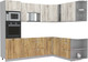 Миниатюра изображения товара Кухонный гарнитур Интерлиния Мила Лайт 1.88x2.6 правая без столешницы (дуб белый/дуб золотой)