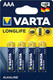 Миниатюра изображения товара Комплект батареек Varta Longlife LR03 / 4103 101 414