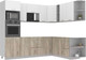 Миниатюра изображения товара Кухонный гарнитур Интерлиния Мила Лайт 1.88x2.6 правая без столешницы (белый платинум/дуб серый)