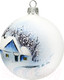 Миниатюра изображения товара Шар новогодний Декарт Зимняя избушка 8Ш0079 (10см, серебристый)