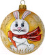 Миниатюра изображения товара Шар новогодний Декарт Зайчишка с морковкой 8Ш0057 (10см, серебристый)