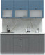 Миниатюра изображения товара Кухонный гарнитур Интерлиния Берес 1.7Б (дуб лазурный/дуб серый/серый каспий)