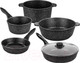 Миниатюра изображения товара Набор кухонной посуды Elan Gallery Гармония вкуса 120273+5 (черный мрамор)