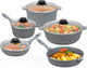 Миниатюра изображения товара Набор кухонной посуды Elan Gallery Гармония вкуса 120547+5 (серый агат)