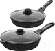 Миниатюра изображения товара Набор сковородок Elan Gallery Гармония вкуса / 120134+2 (черный мрамор)