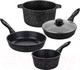 Миниатюра изображения товара Набор кухонной посуды Elan Gallery 120135+4 (черный мрамор)