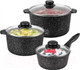 Миниатюра изображения товара Набор кастрюль Elan Gallery Гармония вкуса 120283+3 (черный мрамор)