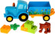 Миниатюра изображения товара Конструктор Город мастеров Большие кубики Синий трактор с тележкой / 10007-GK