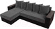 Миниатюра изображения товара Диван угловой Лига Диванов Дубай лайт левый (велюр серый/экокожа черный)
