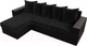 Миниатюра изображения товара Диван угловой Лига Диванов Дубай лайт левый (велюр черный/экокожа черный)