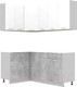 Миниатюра изображения товара Кухонный гарнитур Интерлиния Мила Лайт 1.2x1.8 без столешницы (белый платинум/бетон)