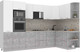 Миниатюра изображения товара Кухонный гарнитур Интерлиния Мила Лайт 1.68x3.2 правая (белый платинум/бетон/бискайская сосна)