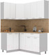 Миниатюра изображения товара Кухонный гарнитур Интерлиния Мила Лайт 1.2x1.8 (белый платинум/белый платинум/дуб бунратти)