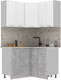 Миниатюра изображения товара Кухонный гарнитур Интерлиния Мила Лайт 1.2x1.2 (белый платинум/бетон/бискайская сосна)