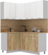 Миниатюра изображения товара Кухонный гарнитур Интерлиния Мила Лайт 1.2x1.7 (белый платинум/дуб золотой/дуб бунратти)