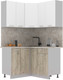Миниатюра изображения товара Кухонный гарнитур Интерлиния Мила Лайт 1.2x1.3 (белый платинум/дуб серый/опал светлый)