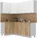 Миниатюра изображения товара Кухонный гарнитур Интерлиния Мила Лайт 1.2x2.1 (белый платинум/дуб золотой/дуб бунратти)