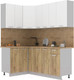 Миниатюра изображения товара Кухонный гарнитур Интерлиния Мила Лайт 1.2x1.9 (белый платинум/дуб золотой/дуб бунратти)