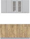 Миниатюра изображения товара Кухонный гарнитур Интерлиния Мила 16-60 без столешницы (серебристый/дуб золотой)