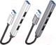 Миниатюра изображения товара USB-хаб Hoco HB26 4 в 1 USB - USB3.0+USB2.0x3 (металический серый)