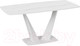 Миниатюра изображения товара Обеденный стол ТриЯ Фабио тип 1 раздвижной (белый матовый/стекло матовое белый мрамор)