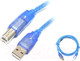 Миниатюра изображения товара Кабель SIPU USB 2.0 4С Cu для принтера с оплеткой (3м, прозрачно-синий)