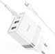 Миниатюра изображения товара Зарядное устройство сетевое Hoco N21 + кабель Type-C to Lightning (белый)
