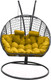 Миниатюра изображения товара Кресло подвесное Craftmebelby Кокон Двойной Премиум Кольца (графит/желтый)