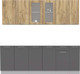 Миниатюра изображения товара Кухонный гарнитур Интерлиния Мила 23 без столешницы (дуб золотой/антрацит)