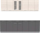 Миниатюра изображения товара Кухонный гарнитур Интерлиния Мила 25 без столешницы (вудлайн кремовый/антрацит)