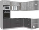 Миниатюра изображения товара Кухонный гарнитур Интерлиния Мила 1.68x2.4 правая без столешницы (бетон/антрацит)