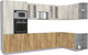 Миниатюра изображения товара Кухонный гарнитур Интерлиния Мила 1.68x3.4 правая без столешницы (дуб белый/дуб золотой)