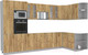 Миниатюра изображения товара Кухонный гарнитур Интерлиния Мила 1.68x3.4 правая без столешницы (дуб золотой/дуб золотой)
