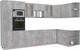 Миниатюра изображения товара Кухонный гарнитур Интерлиния Мила 1.68x3.4 правая без столешницы (бетон/бетон)