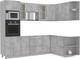 Миниатюра изображения товара Кухонный гарнитур Интерлиния Мила 1.68x2.6 правая без столешницы (бетон/бетон)