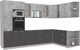 Миниатюра изображения товара Кухонный гарнитур Интерлиния Мила 1.88x3.2 правая без столешницы (бетон/антрацит)